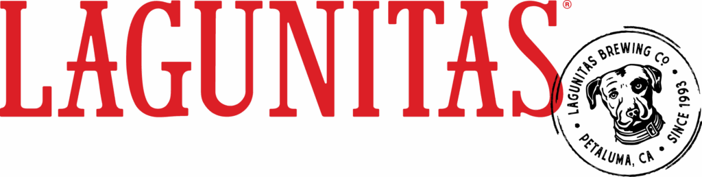 The image shows the word "LAGUNITAS" in large, bold, red capital letters with a registered trademark symbol next to the final letter.
